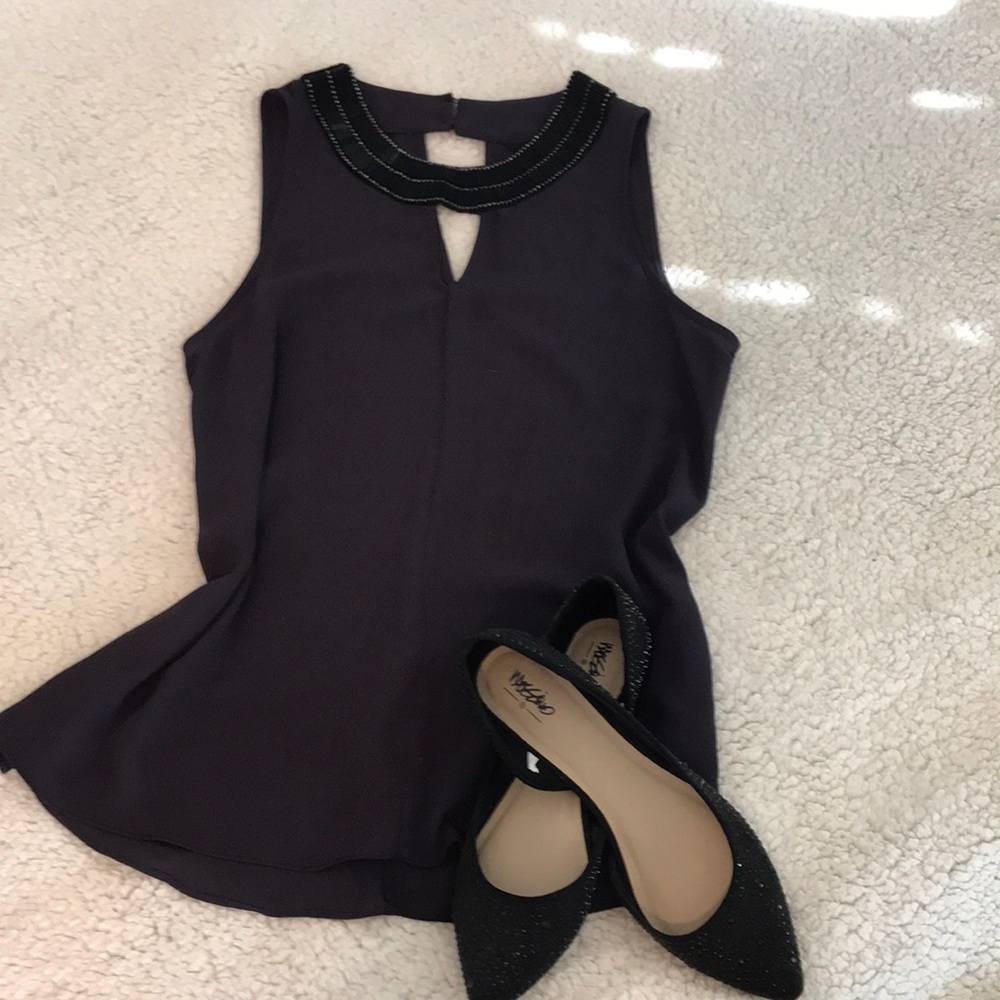 Deep purple and black sequined top